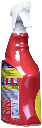 Red cleaning spray bottle with trigger nozzle