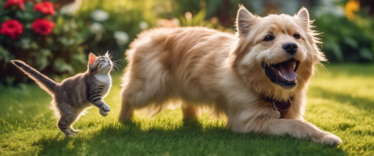 Happy pets playing together