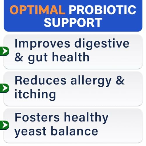 Probiotics for dogs with benefits: improves digestive health, reduces allergy and itching, fosters healthy yeast balance